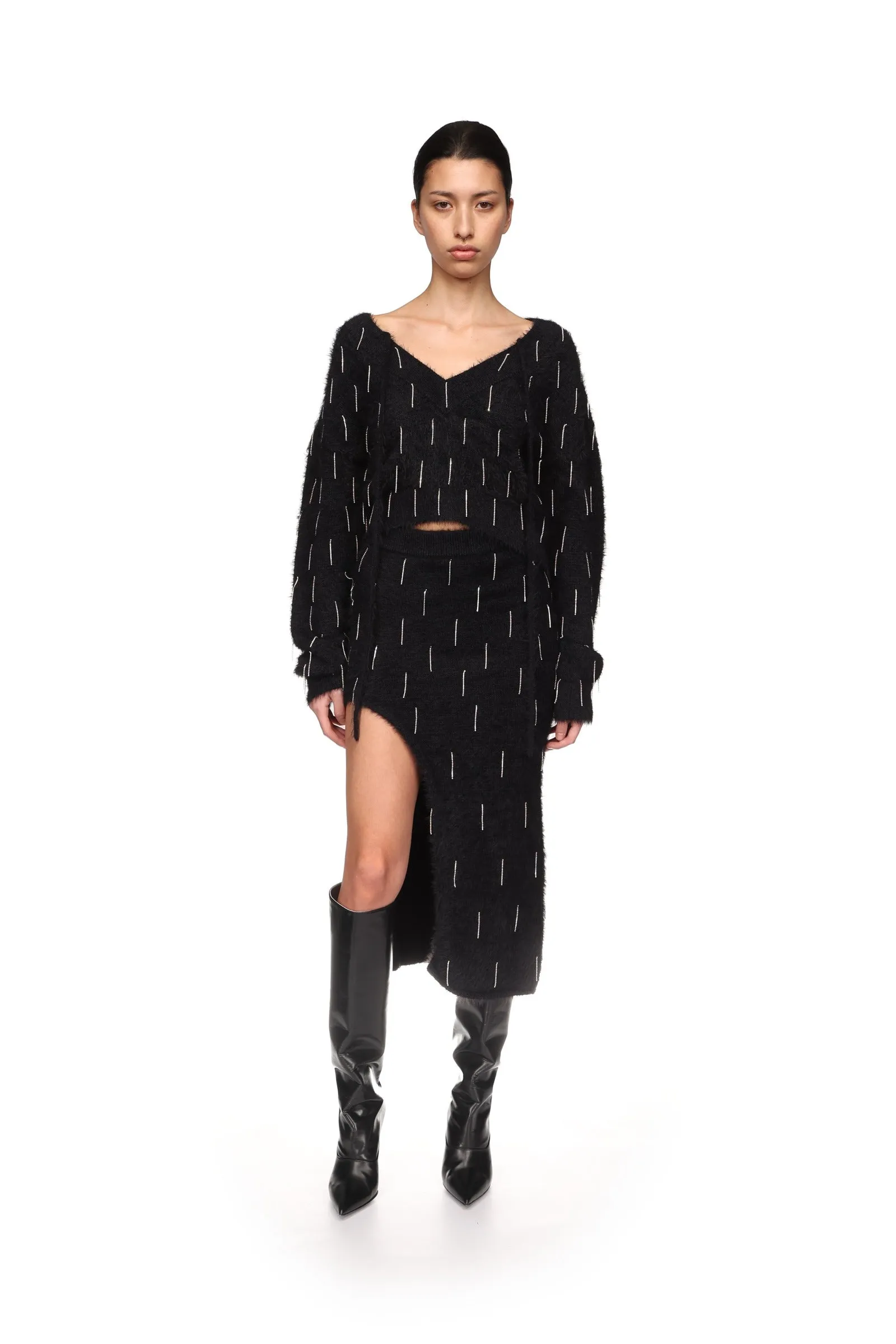 CRYSTAL EMBELLISHED KNIT JUMPER IN BLACK sold by David Koma product image thumbnail 2