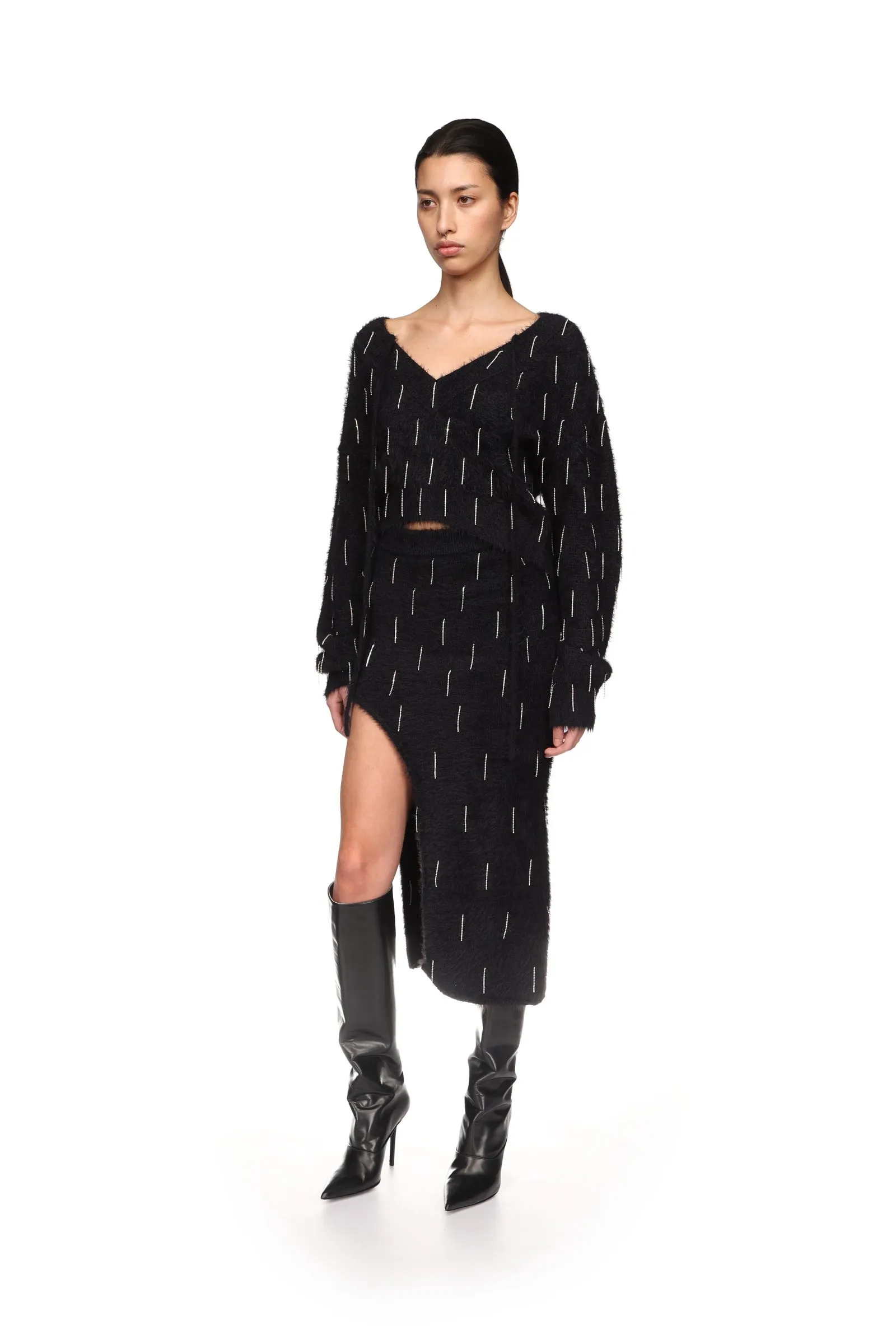 CRYSTAL EMBELLISHED KNIT JUMPER IN BLACK sold by David Koma product image thumbnail 3