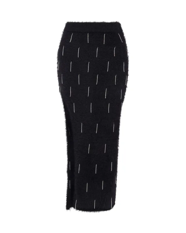 CRYSTAL EMBELLISHED KNIT MIDI SKIRT IN BLACK sold by David Koma