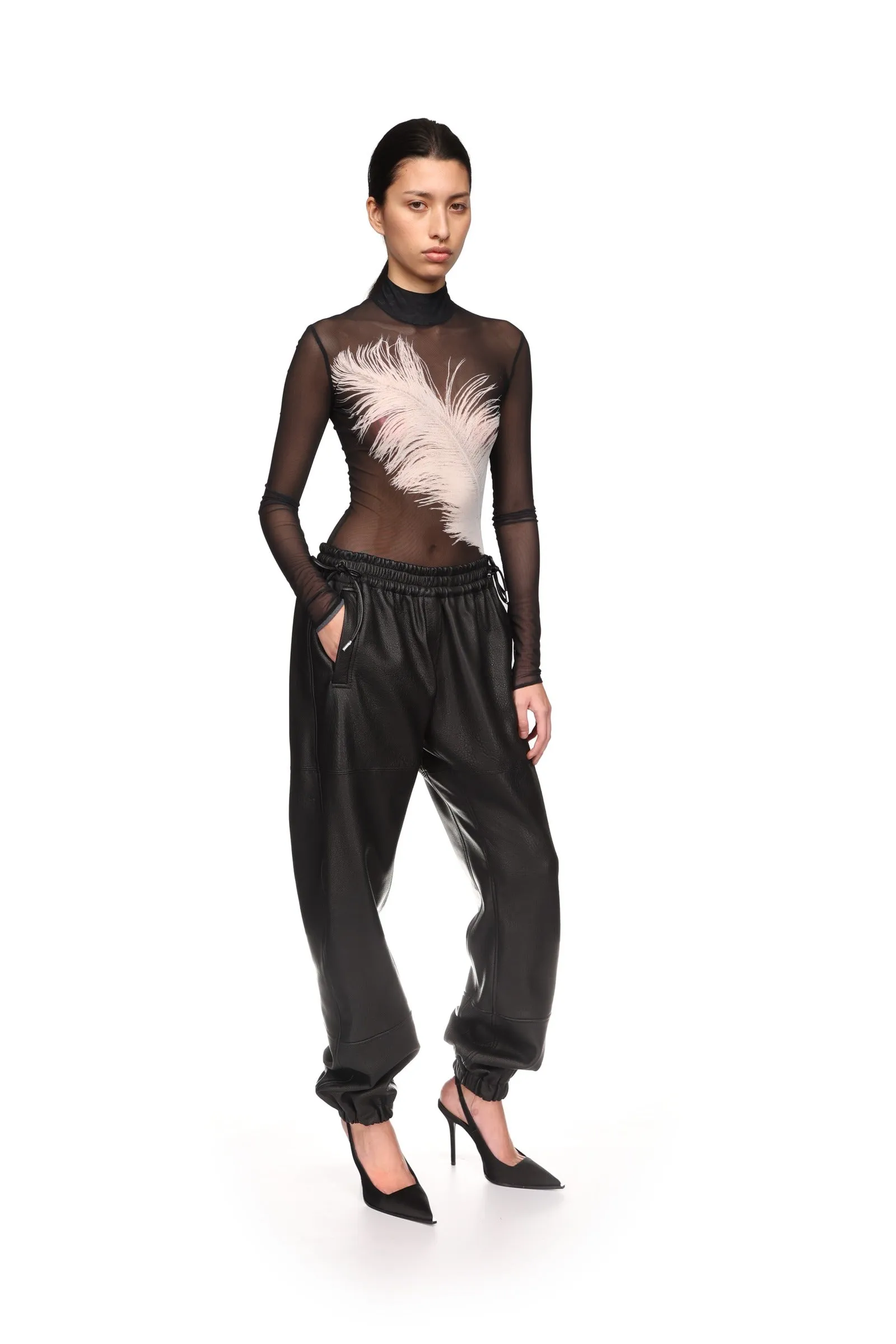 PRINTED MESH LONG SLEEVE BODYSUIT sold by David Koma product image thumbnail 4