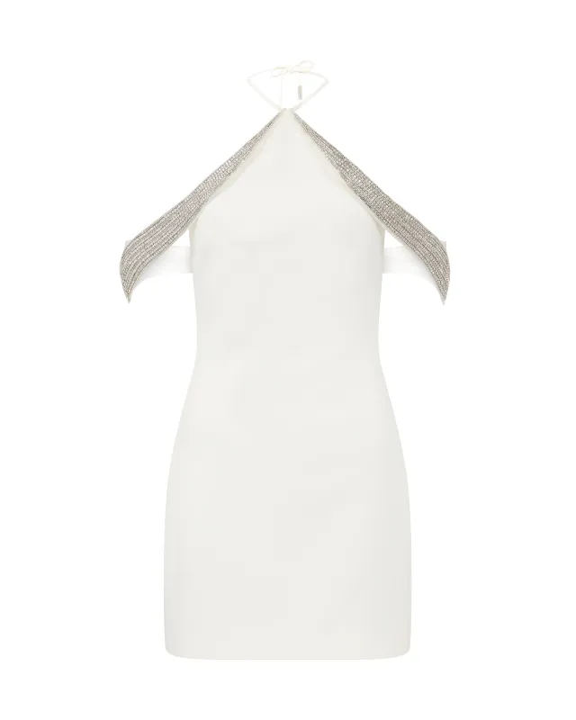 OFF THE SHOULDER CRYSTAL WINGS MINI DRESS made by David Koma