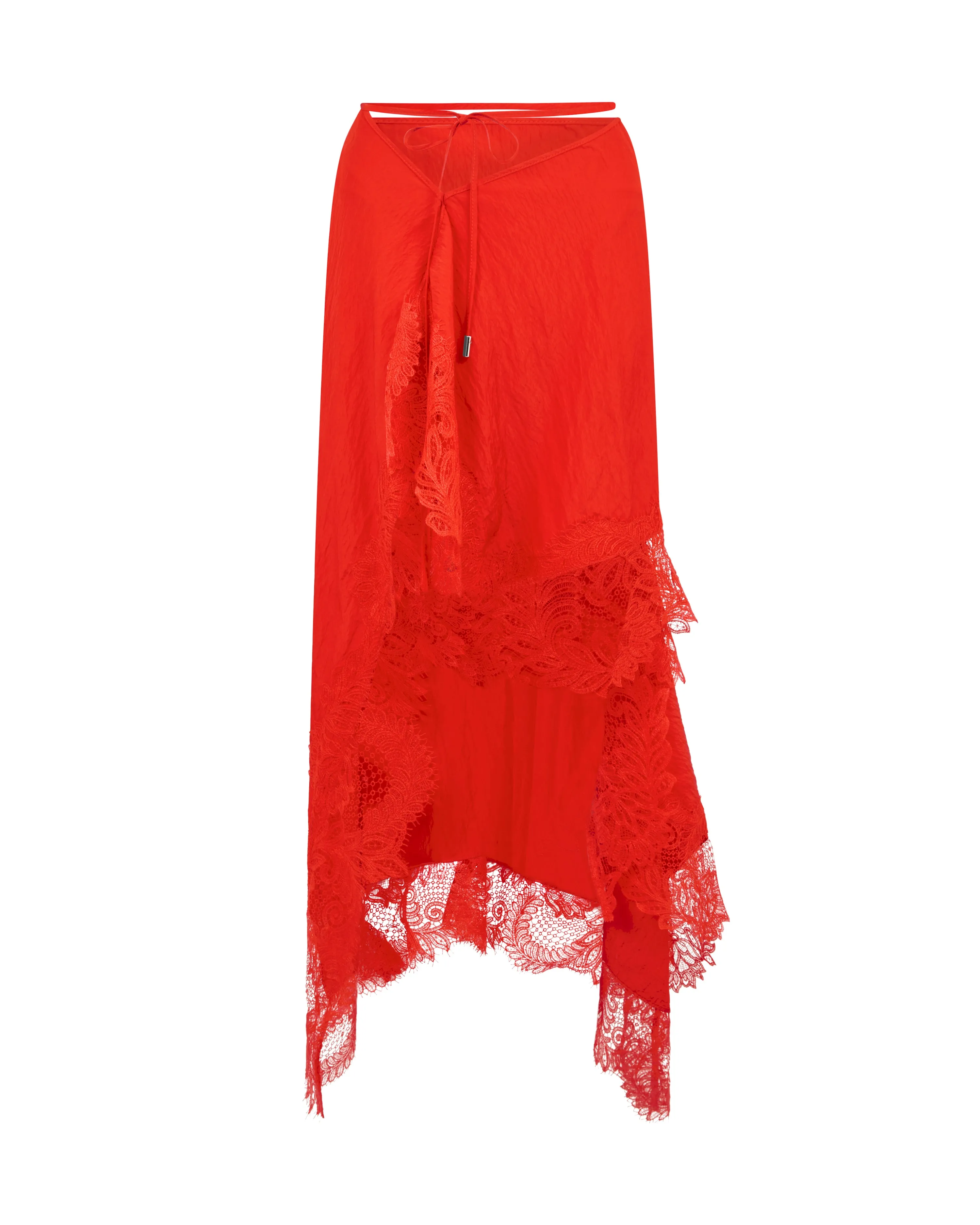 ASYMMETRIC LACE HEM MIDI SKIRT sold by David Koma