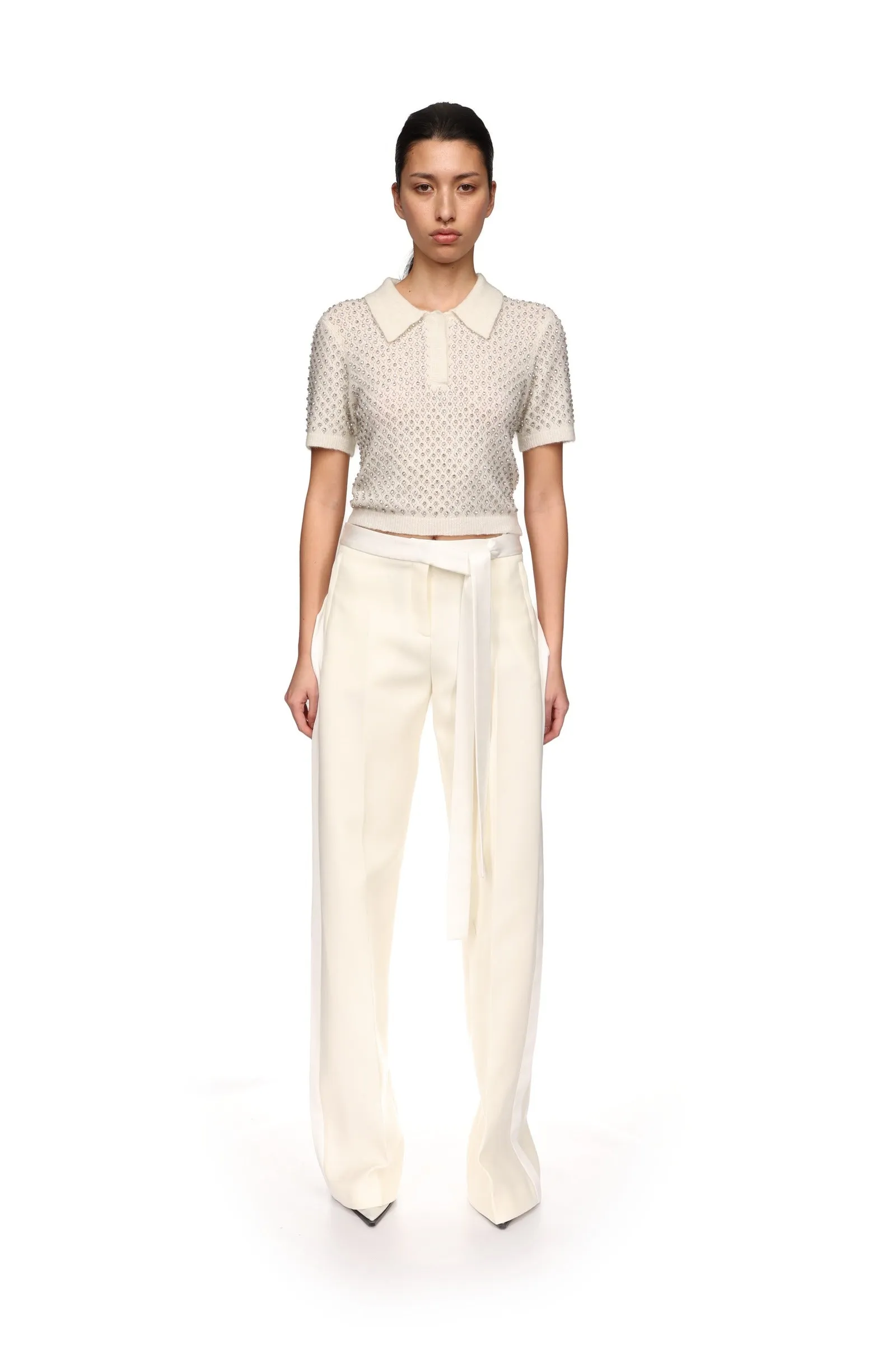 WIDE LEG TROUSERS WITH SATIN BOW DETAIL sold by David Koma product image thumbnail 2
