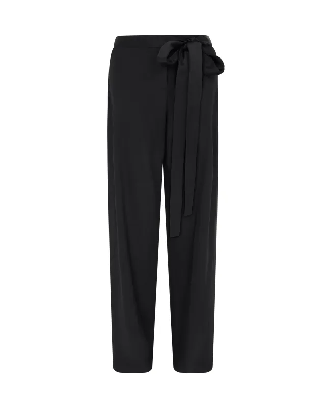WIDE LEG TROUSERS WITH SATIN BOW DETAIL sold by David Koma