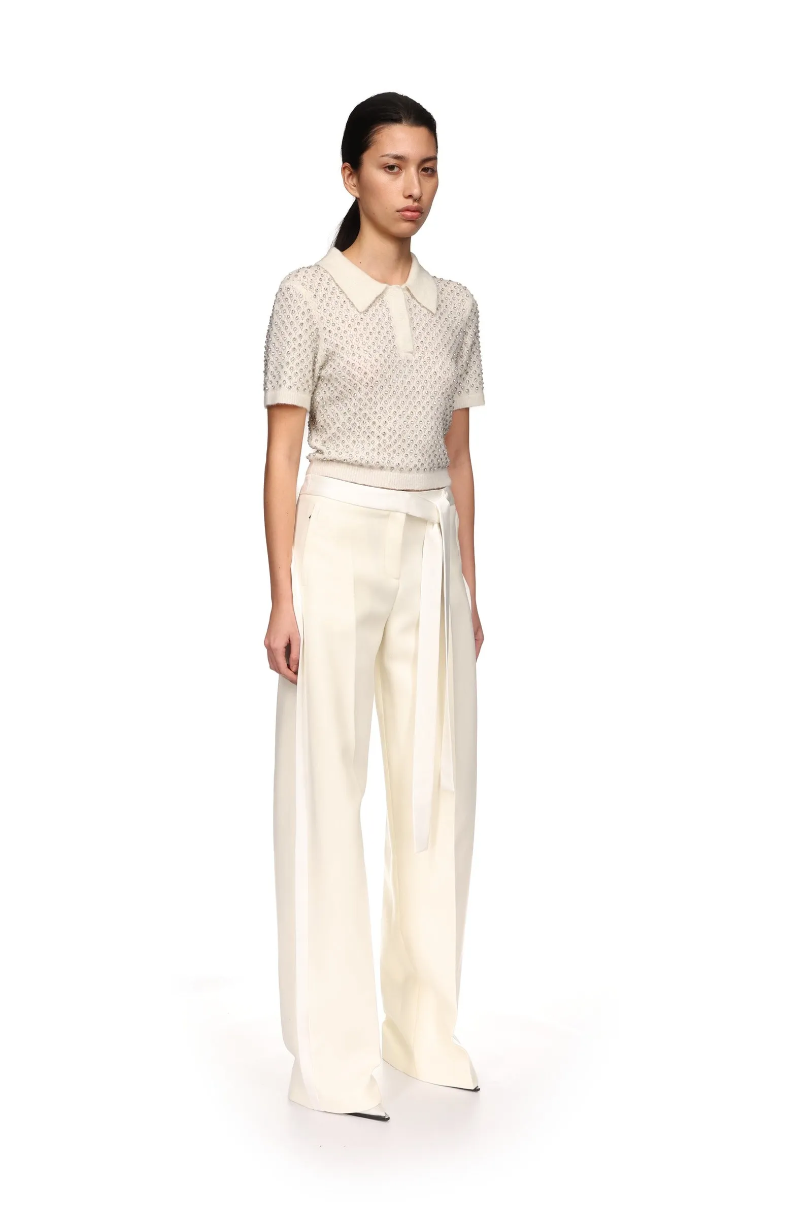 WIDE LEG TROUSERS WITH SATIN BOW DETAIL sold by David Koma product image thumbnail 4