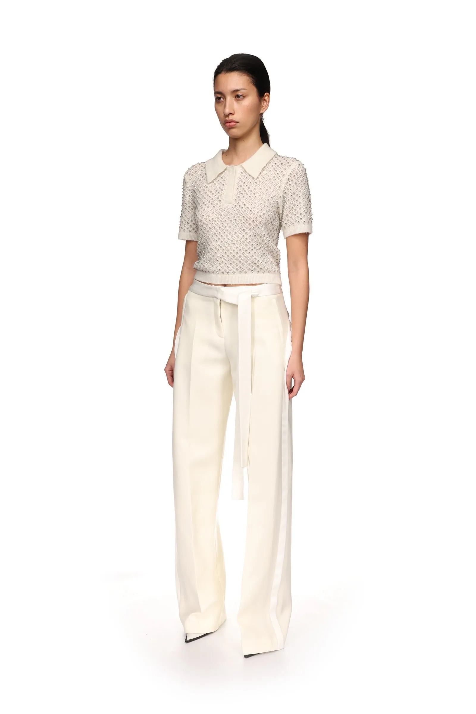 WIDE LEG TROUSERS WITH SATIN BOW DETAIL sold by David Koma product image thumbnail 3