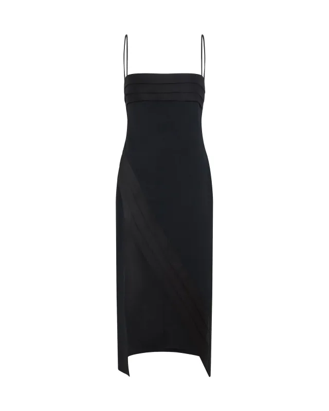 SATIN PLEATING DETAIL MIDI DRESS made by David Koma