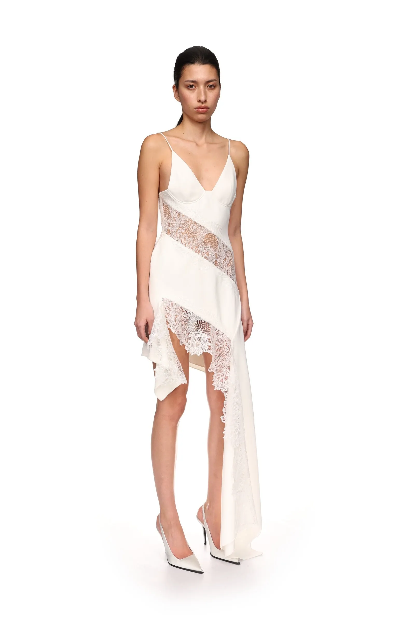 ASYMMETRIC LACE INSERT DRESS sold by David Koma product image thumbnail 3