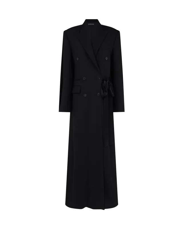 SATIN TAPE DETAIL OVERSIZED WOOL COAT made by David Koma