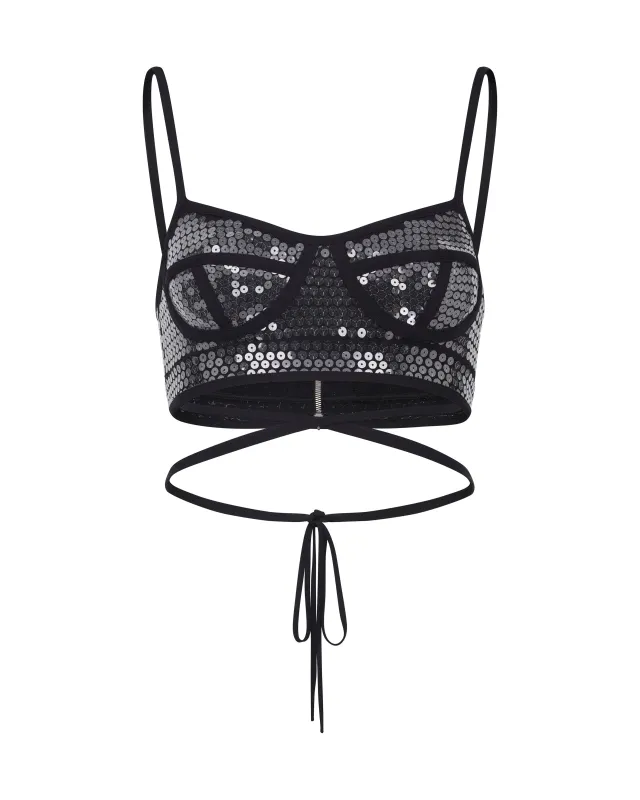 KNITTED SEQUIN CROPPED TOP sold by David Koma