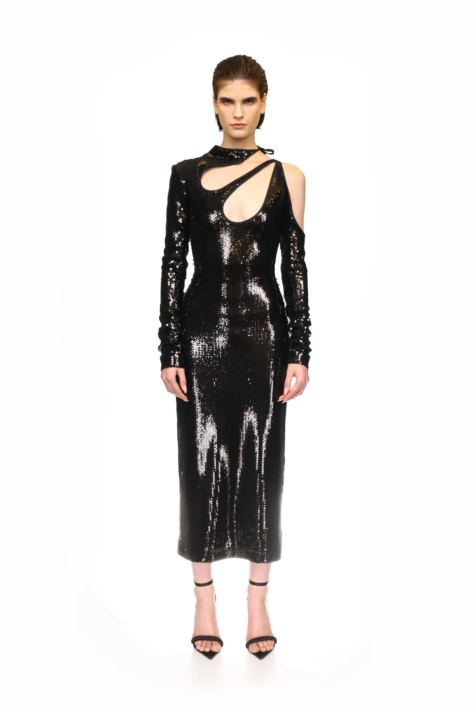 BLACK SEQUIN CUT-OUT PENCIL DRESS sold by David Koma product image thumbnail 2