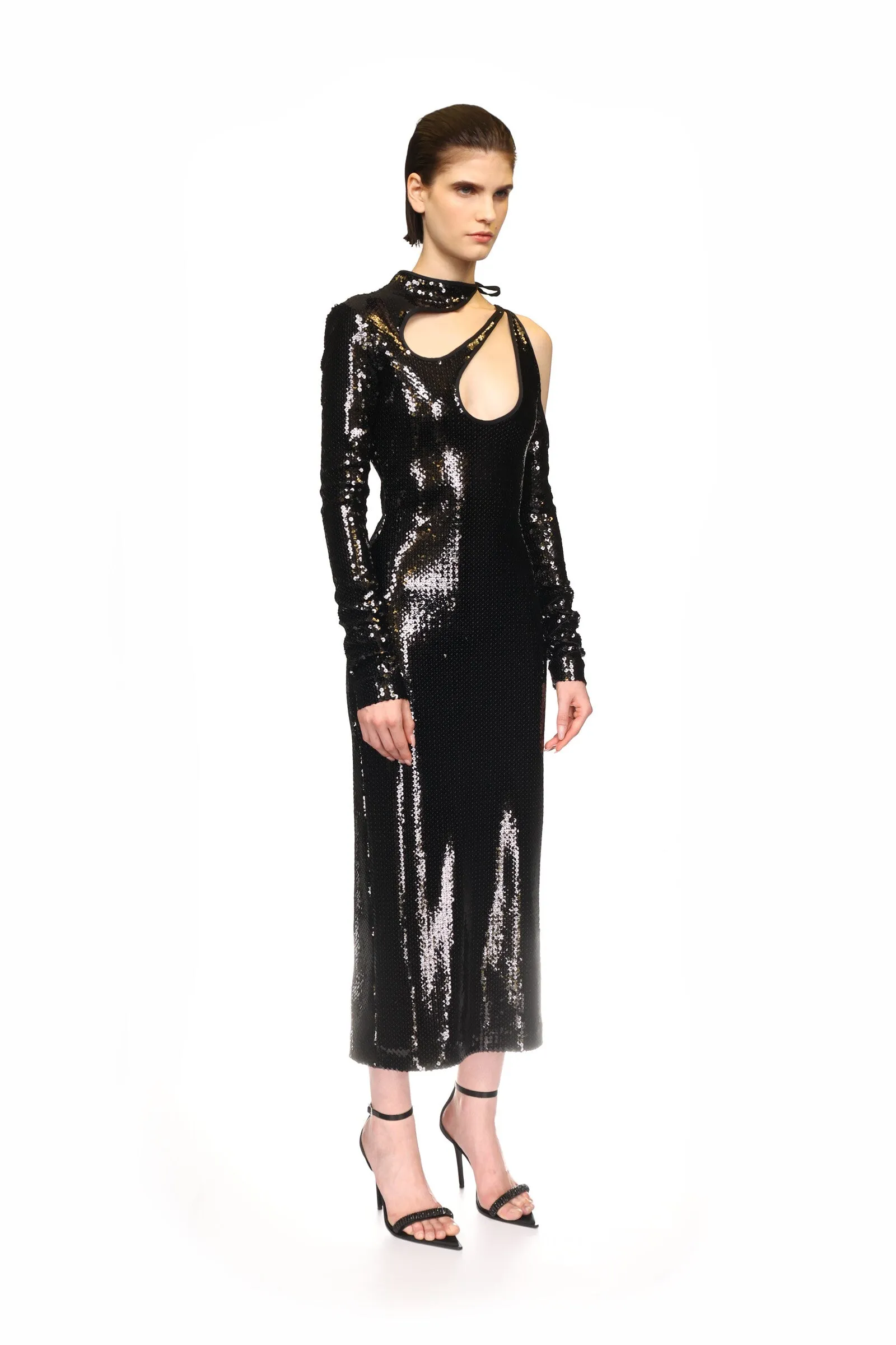 BLACK SEQUIN CUT-OUT PENCIL DRESS sold by David Koma product image thumbnail 4