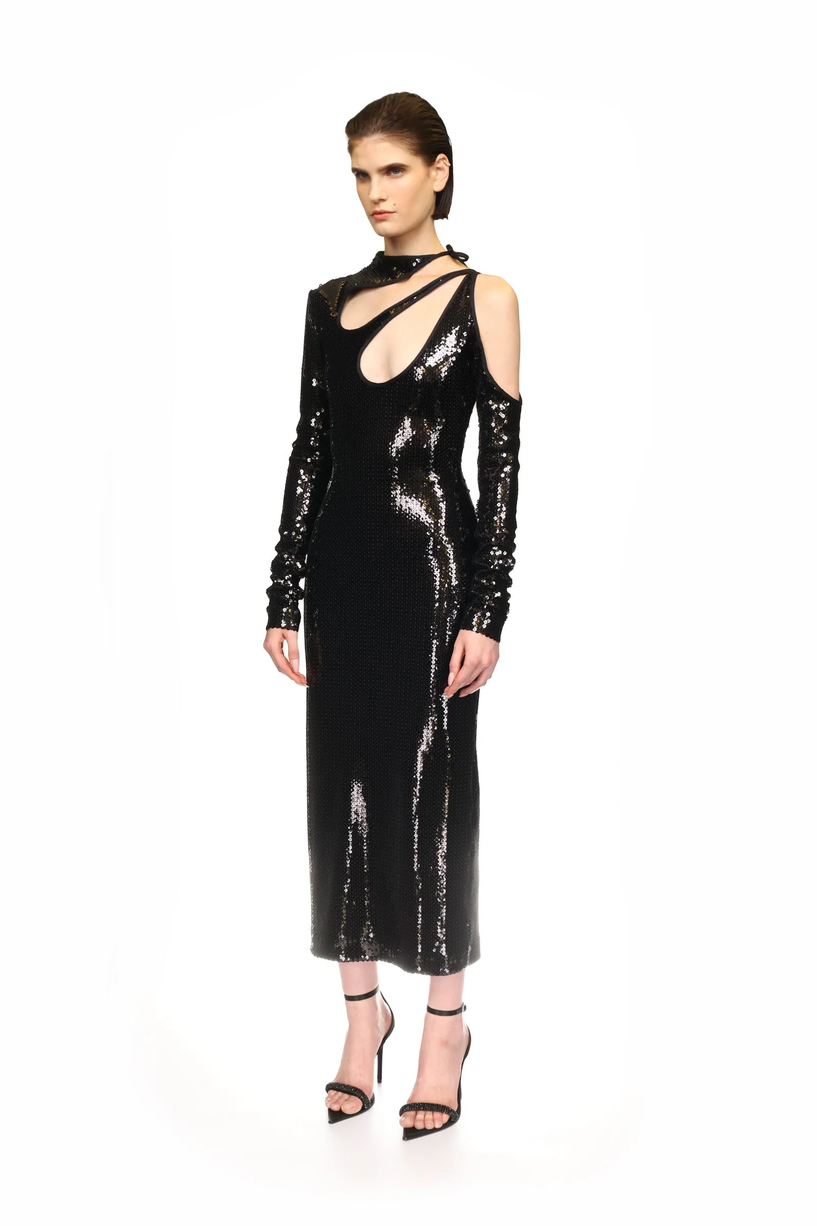 BLACK SEQUIN CUT-OUT PENCIL DRESS sold by David Koma product image thumbnail 3