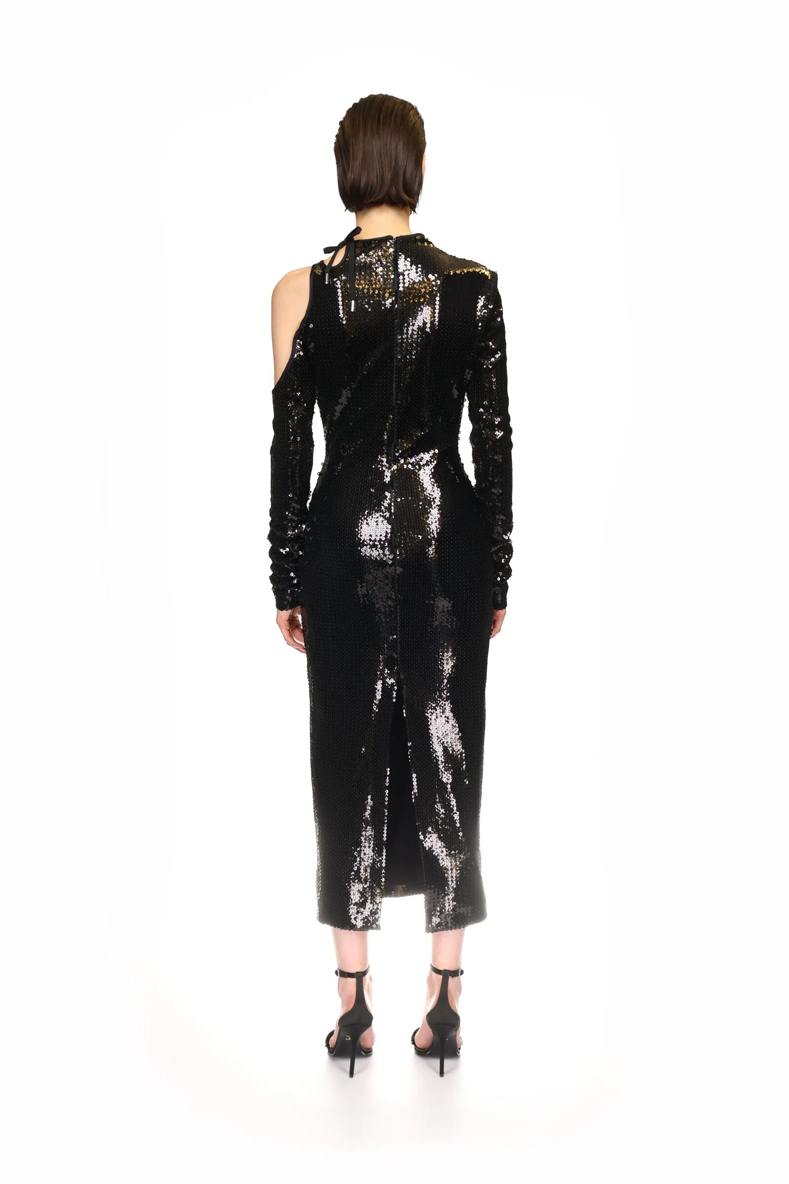 BLACK SEQUIN CUT-OUT PENCIL DRESS sold by David Koma product image thumbnail 5