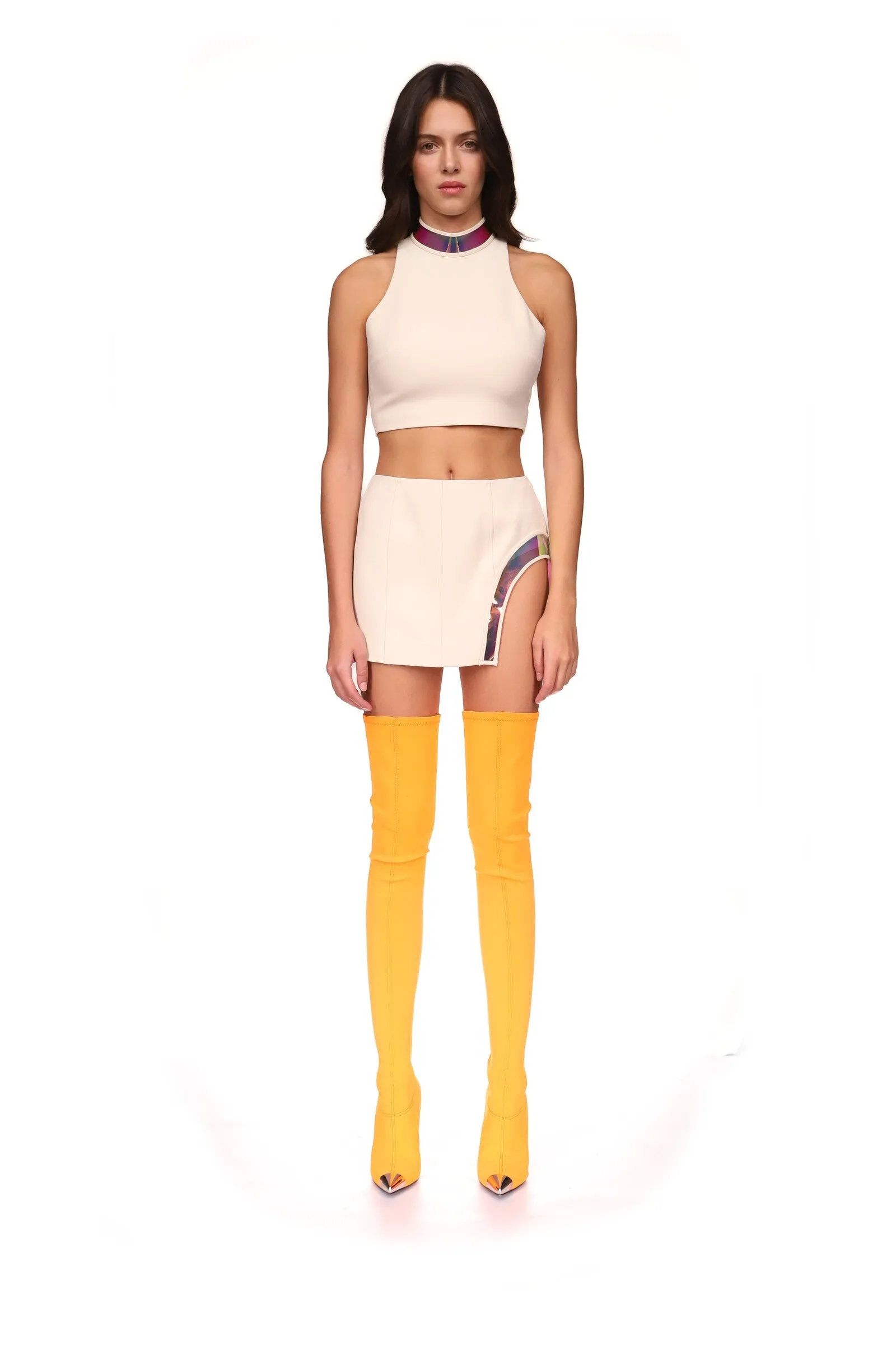 IRIDESCENT PVC LEG CUTOUT MINI SKIRT sold by David Koma product image thumbnail 2