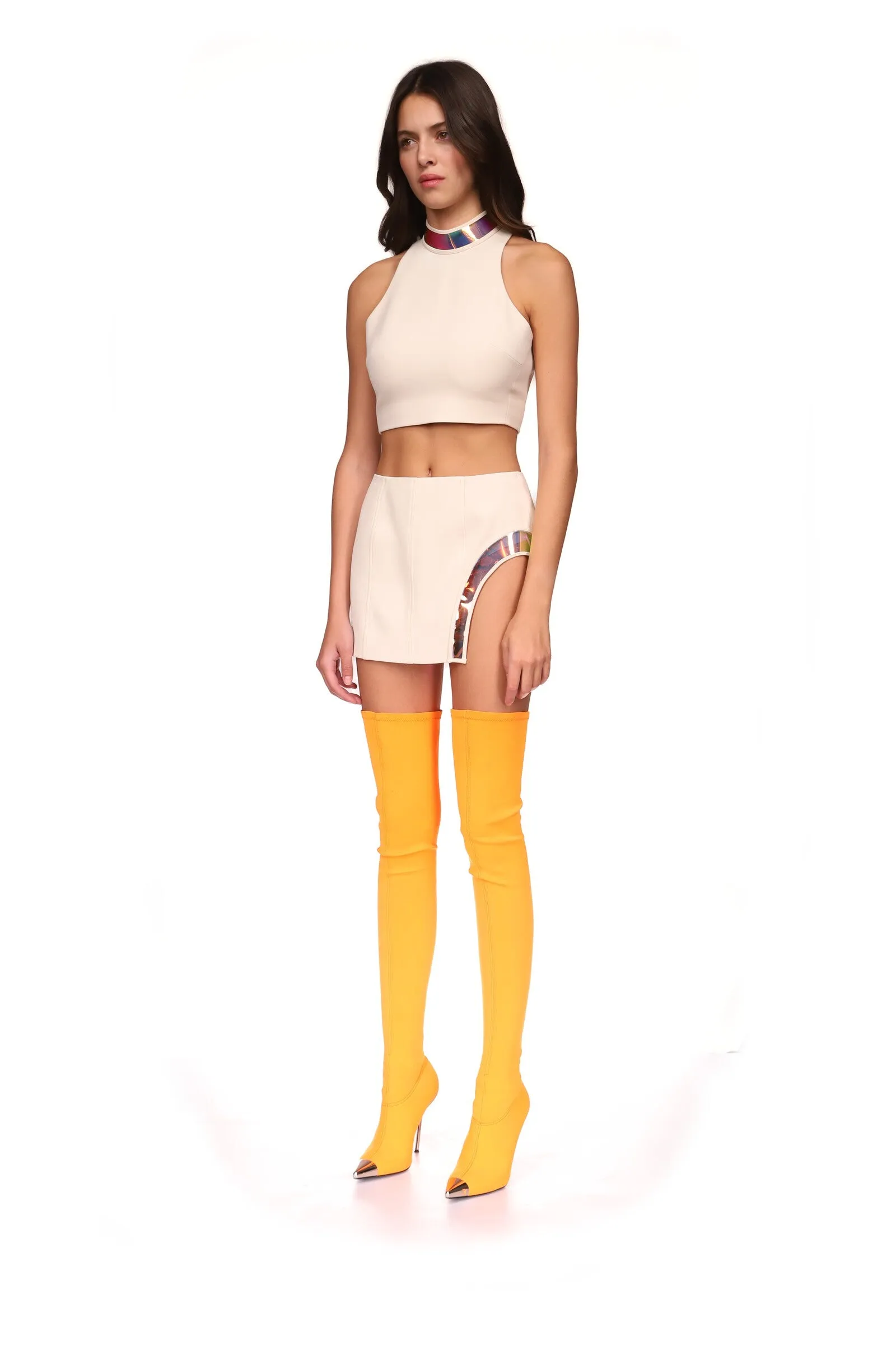 IRIDESCENT PVC LEG CUTOUT MINI SKIRT sold by David Koma product image thumbnail 3