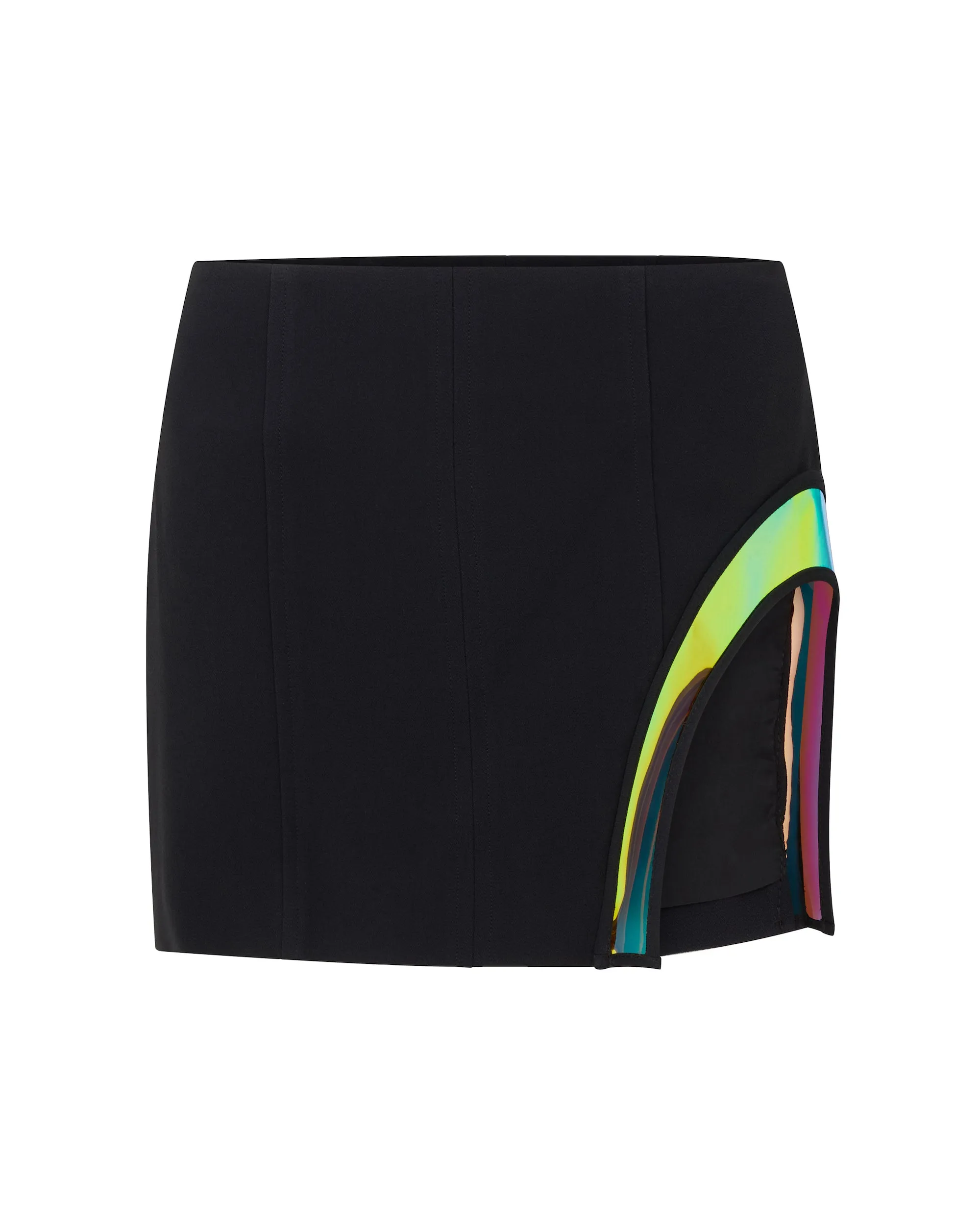 IRIDESCENT PVC LEG CUTOUT MINI SKIRT sold by David Koma