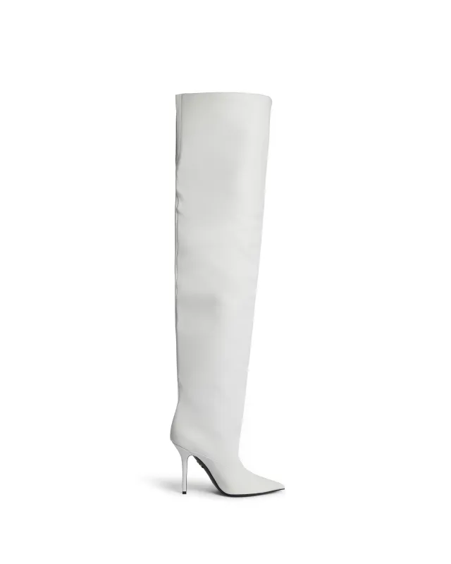 WIDE LEG THIGH HIGH BOOTS IN WHITE sold by David Koma