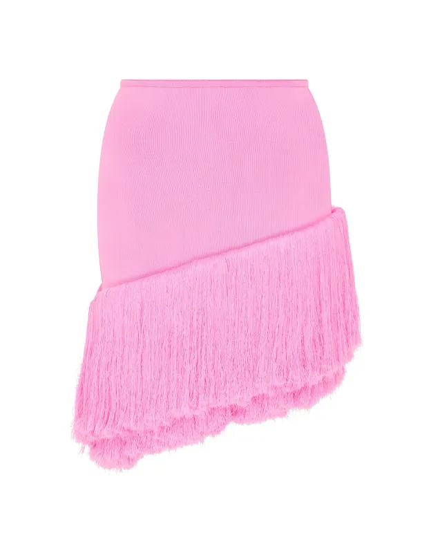 ASYMMETRIC FRINGE KNIT MINI SKIRT sold by David Koma