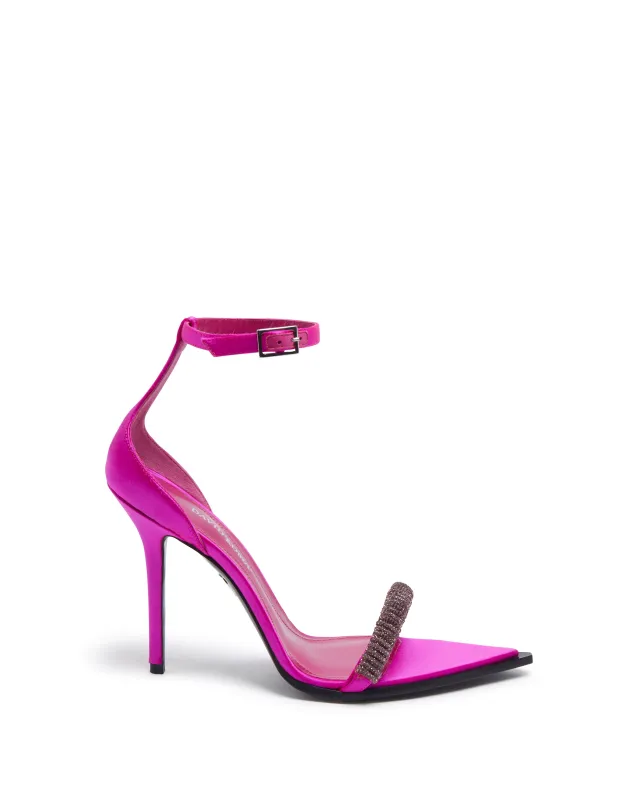 CRYSTAL STILETTO SANDALS IN FUCHSIA sold by David Koma