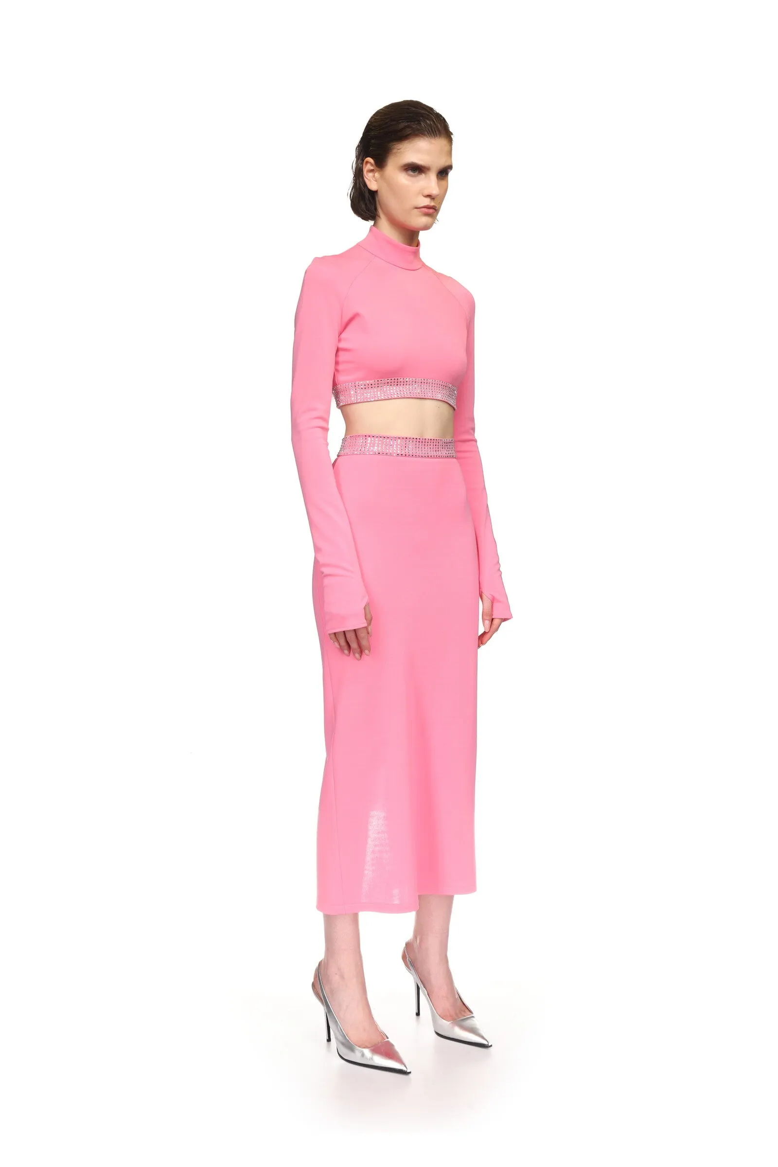 CRYSTAL HOTFIX WAISTLINE CROP TOP sold by David Koma product image thumbnail 4