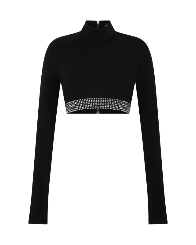 CRYSTAL HOTFIX WAISTLINE CROP TOP sold by David Koma