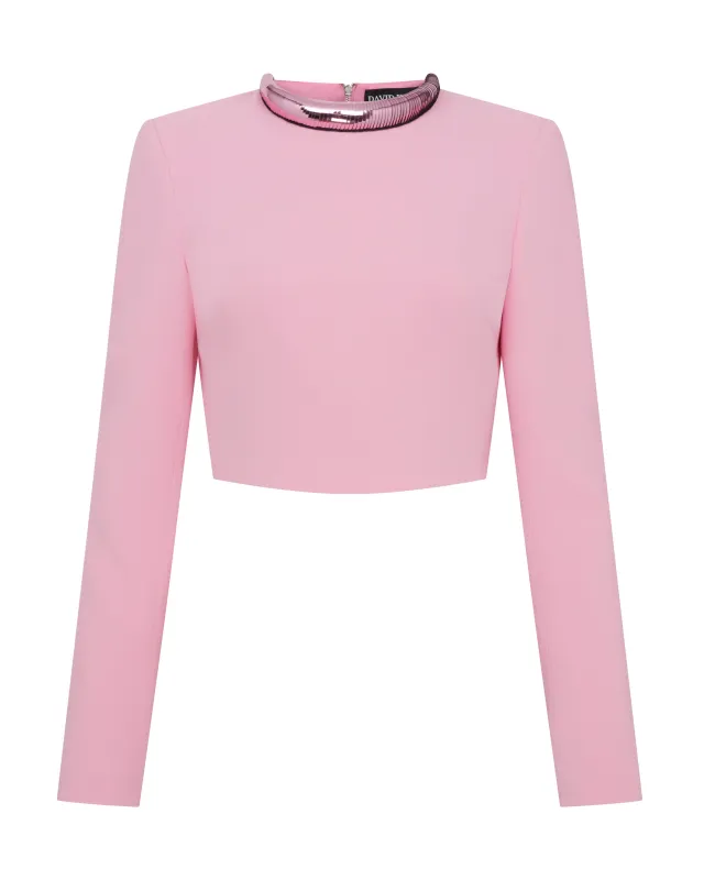 METALLIC TUBE TRIM CROP TOP sold by David Koma