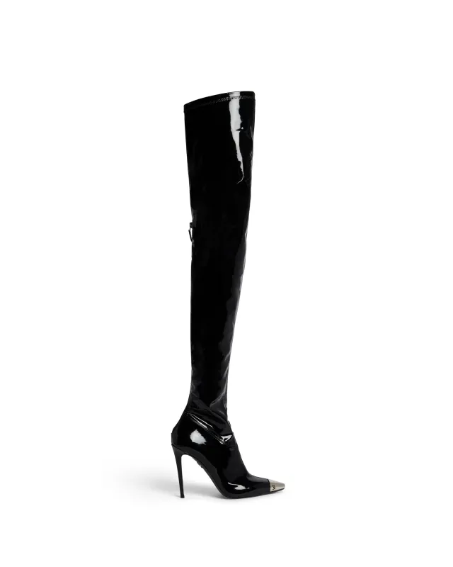 PATENT LEATHER THIGH HIGH BOOTS IN BLACK sold by David Koma