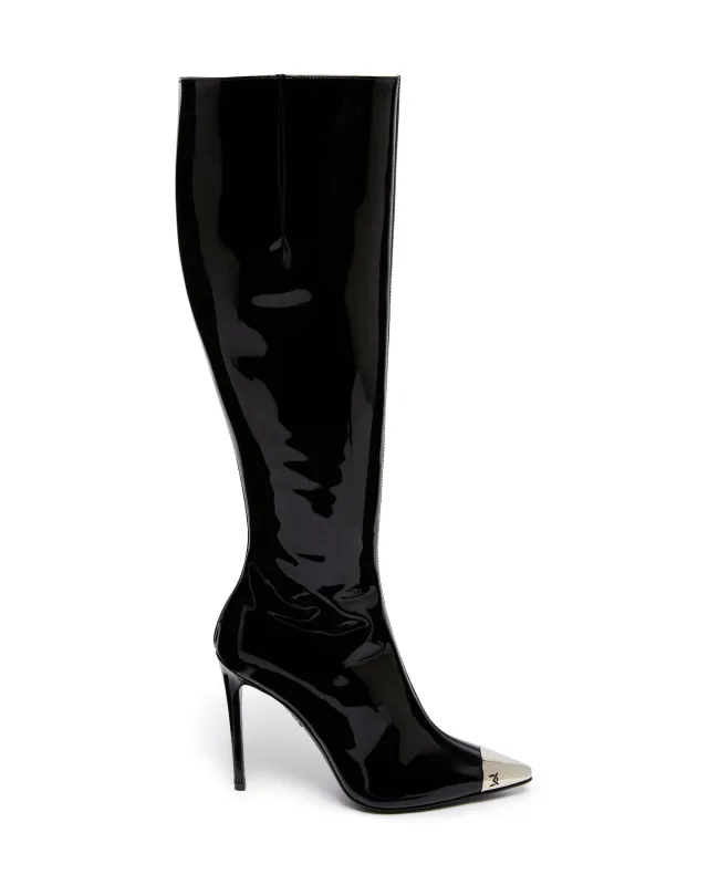 PATENT LEATHER KNEE HIGH BOOTS IN BLACK made by David Koma