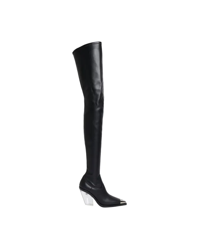 NAPA THIGH HIGH BOOTS WITH TRANSPARENT HEEL IN BLACK sold by David Koma
