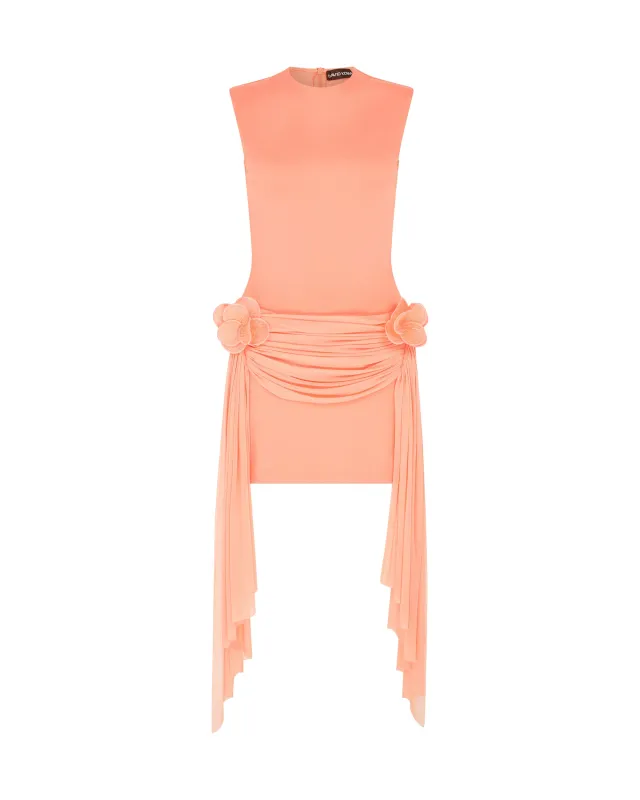 DRAPE OVERLAY SLEEVELESS MINI DRESS sold by David Koma