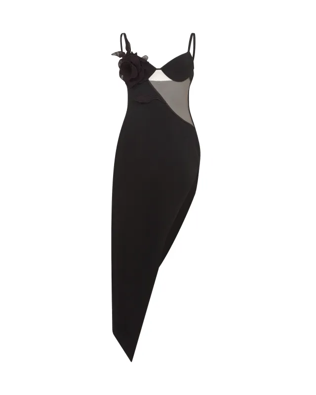 LACE ROSE OPEN LEG MIDI DRESS made by David Koma