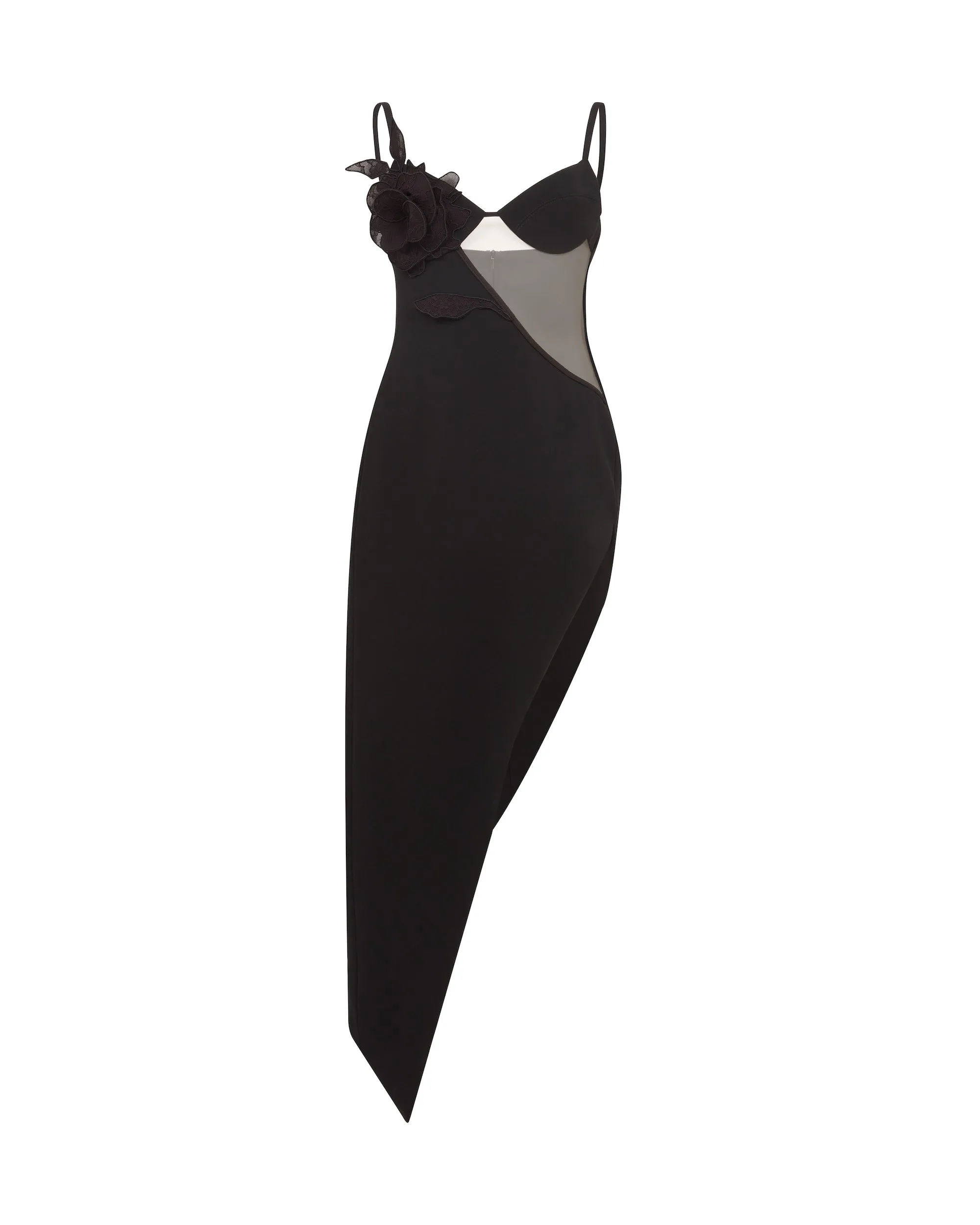 LACE ROSE OPEN LEG MIDI DRESS sold by David Koma