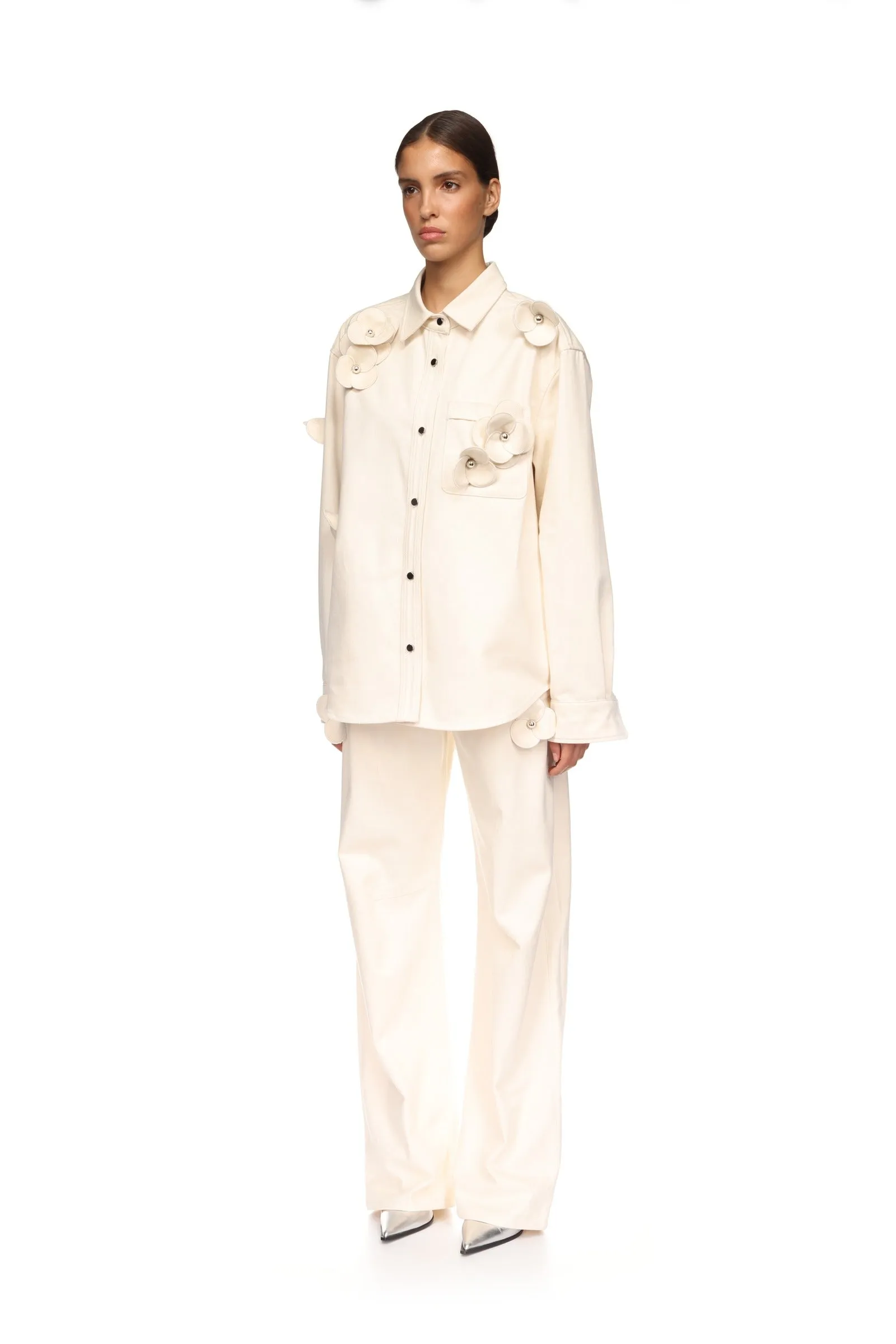 3D FLOWER DENIM SHIRT sold by David Koma product image thumbnail 3