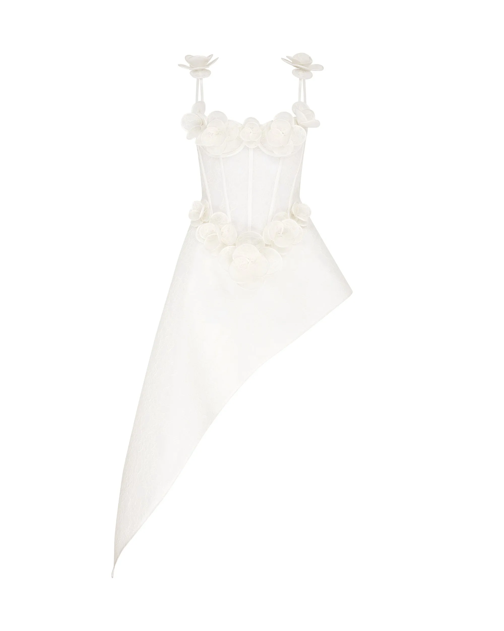 LACE FLOWER CORSET ASYMMETRIC MIDI DRESS sold by David Koma