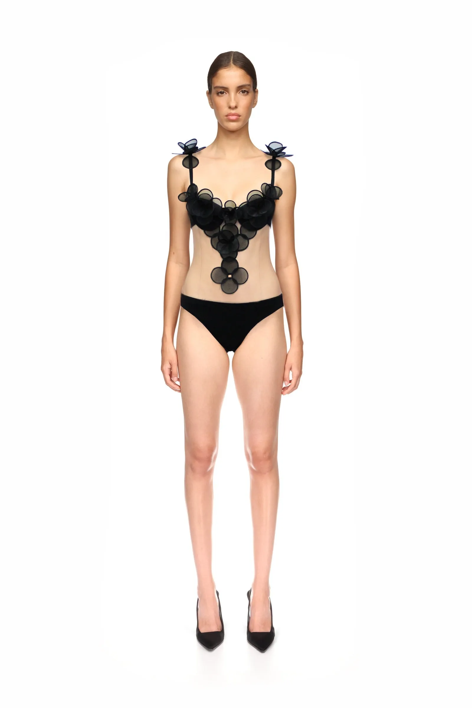 3D FLOWER AND TULLE BODYSUIT sold by David Koma product image thumbnail 2