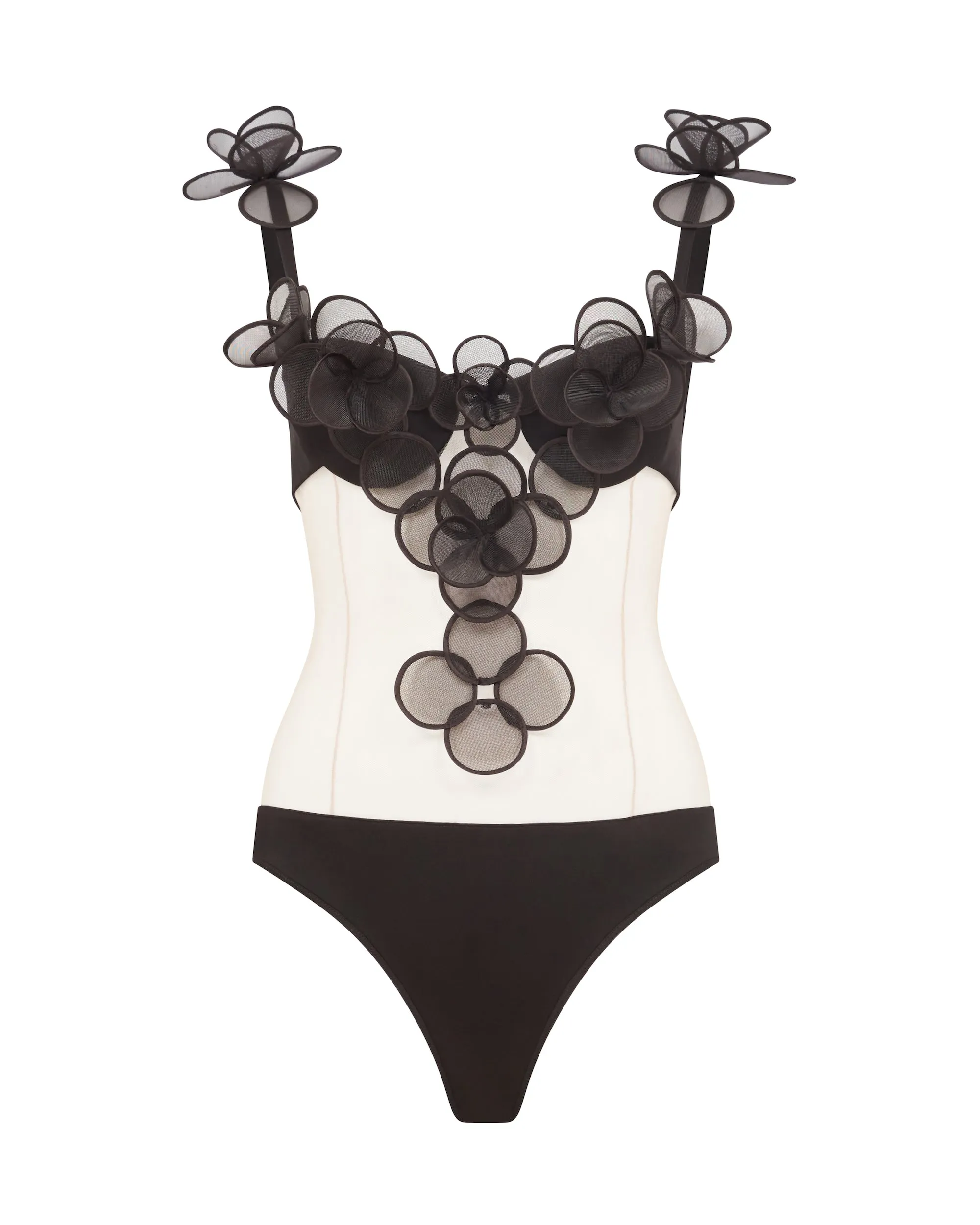 3D FLOWER AND TULLE BODYSUIT sold by David Koma