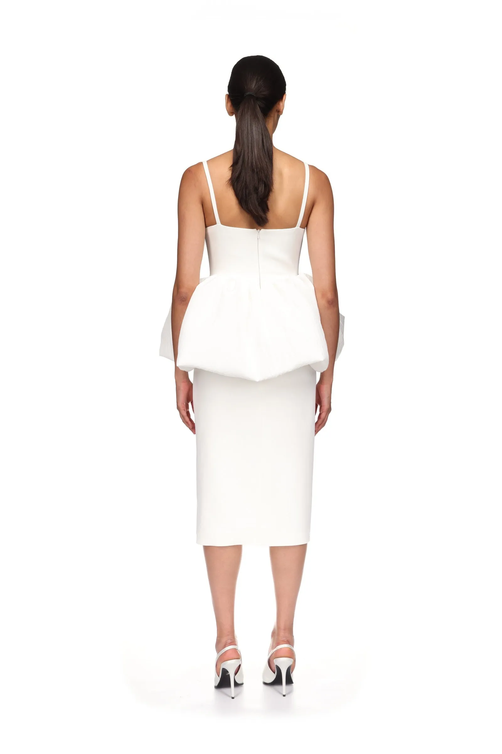 LACE ROSE AND PUFF SKIRT DETAIL MIDI DRESS sold by David Koma product image thumbnail 5