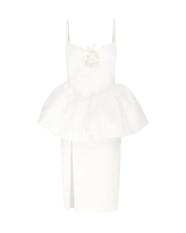 LACE ROSE AND PUFF SKIRT DETAIL MIDI DRESS made by David Koma