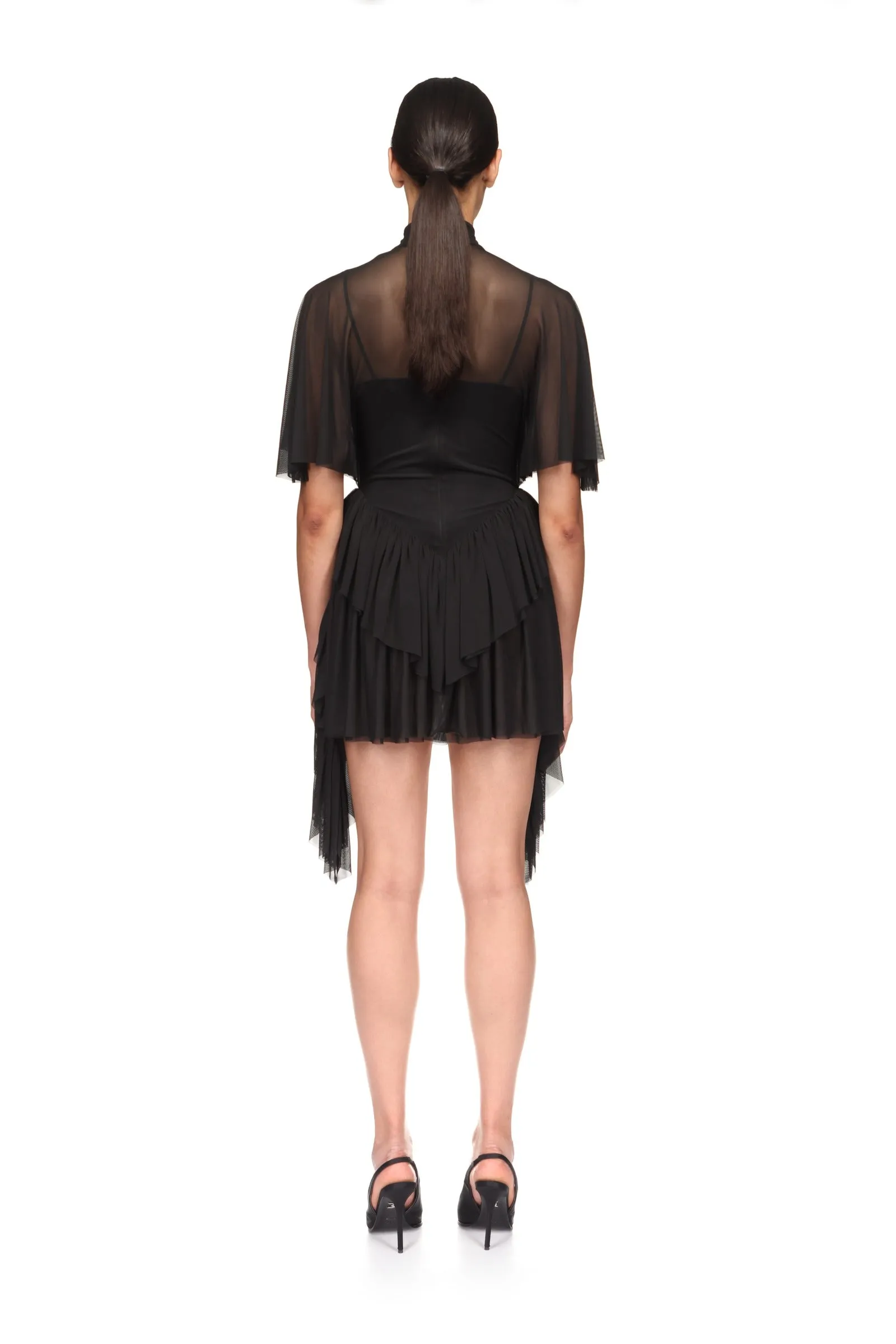 LACE ROSE AND DRAPED SLEEVE MINI DRESS sold by David Koma product image thumbnail 5