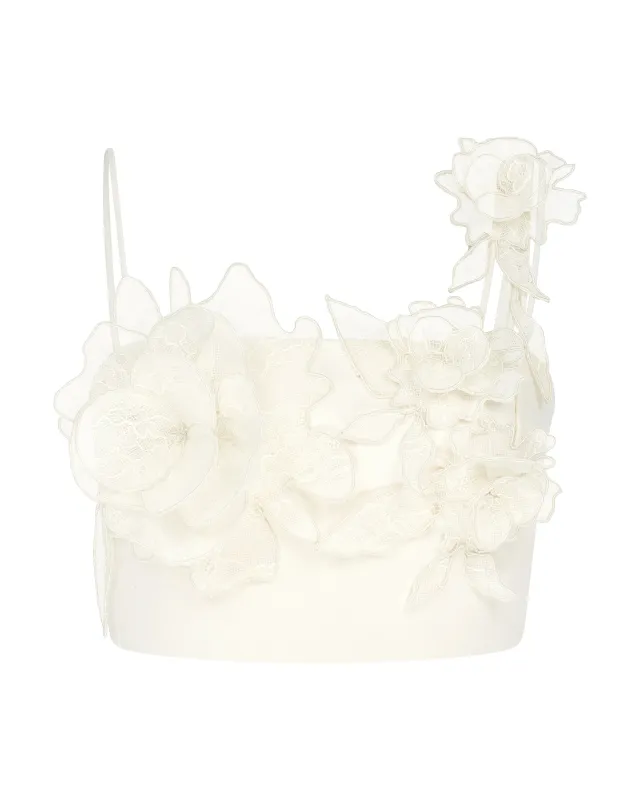 LACE ROSE EMBROIDERED CROP TOP sold by David Koma