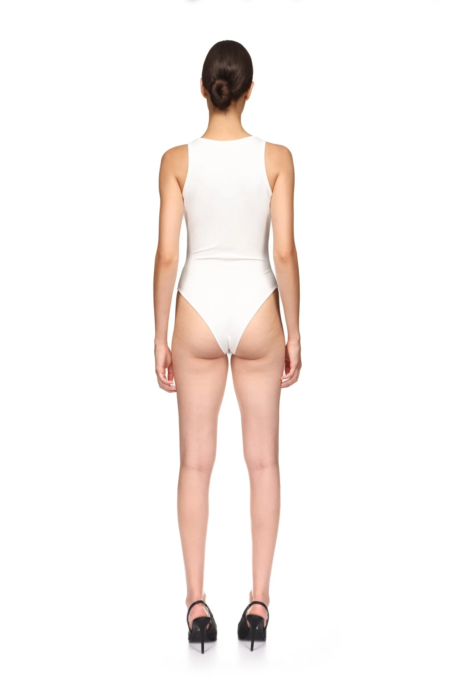 3D LACE FLOWER JERSEY BODYSUIT IN WHITE sold by David Koma product image thumbnail 5