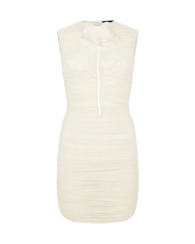 LACE ROSE EMBROIDERED RUCHED MINI DRESS sold by David Koma