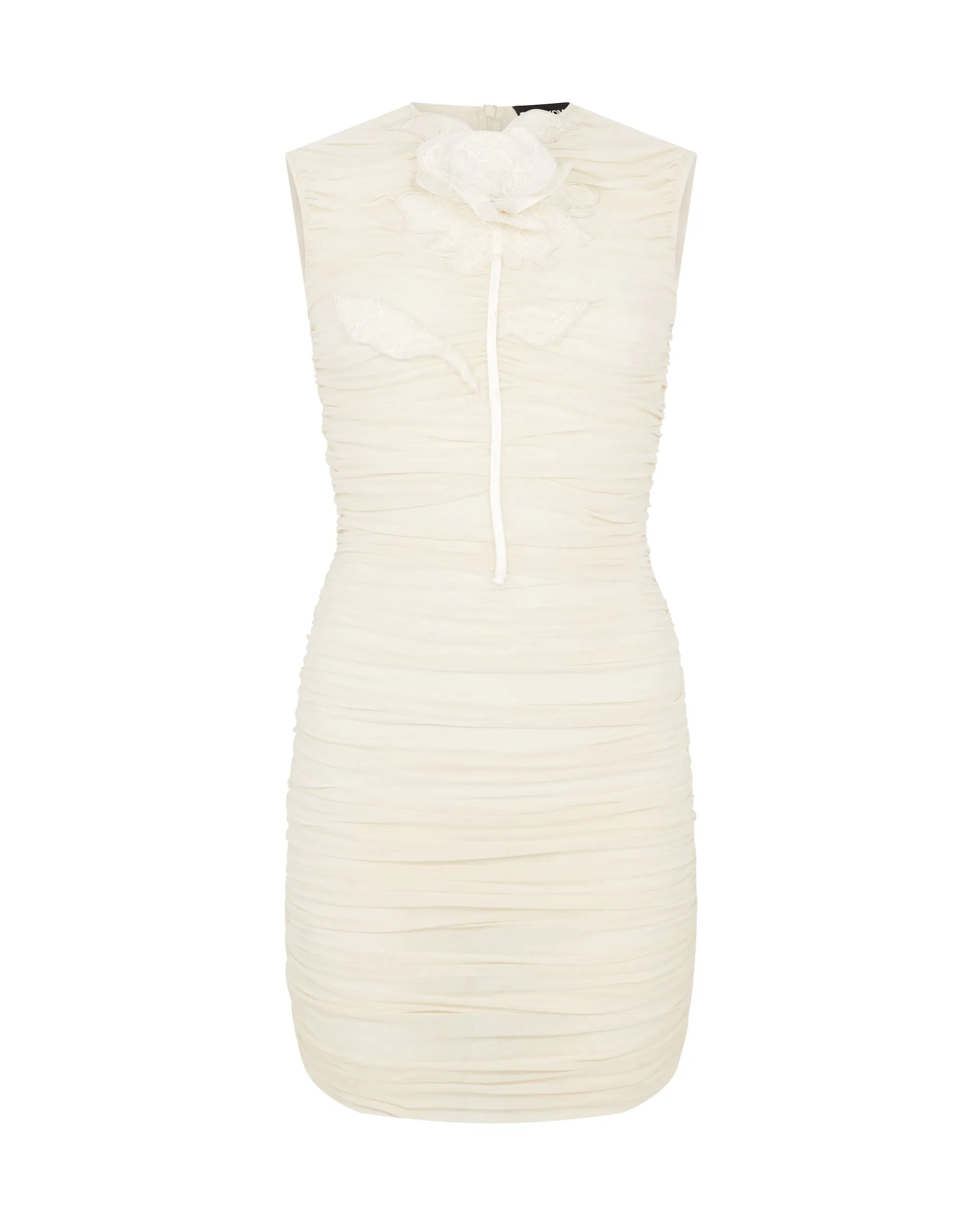 LACE ROSE EMBROIDERED RUCHED MINI DRESS sold by David Koma