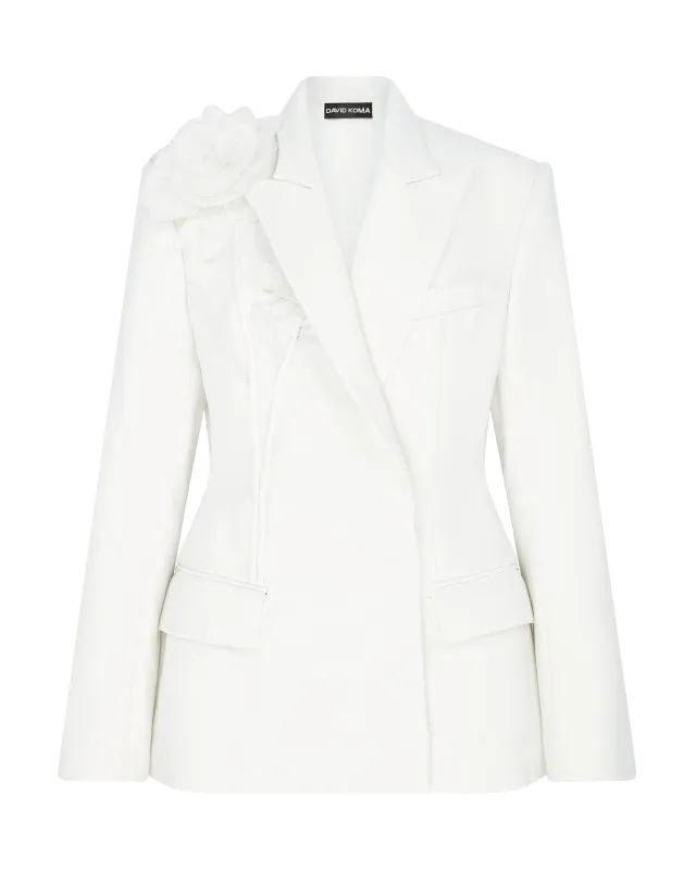 LACE FLOWER CLUSTER TAILORED JACKET made by David Koma