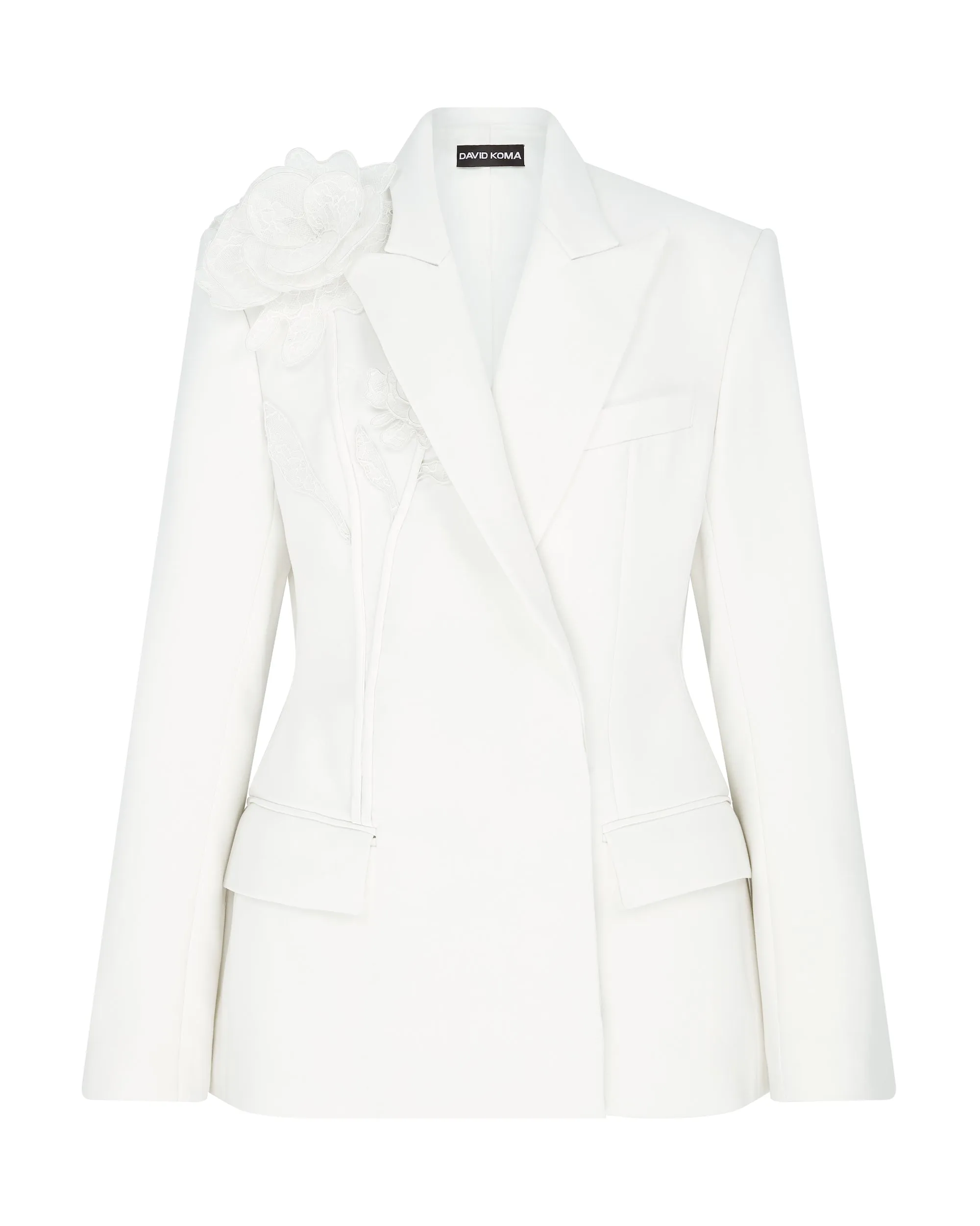 LACE FLOWER CLUSTER TAILORED JACKET sold by David Koma