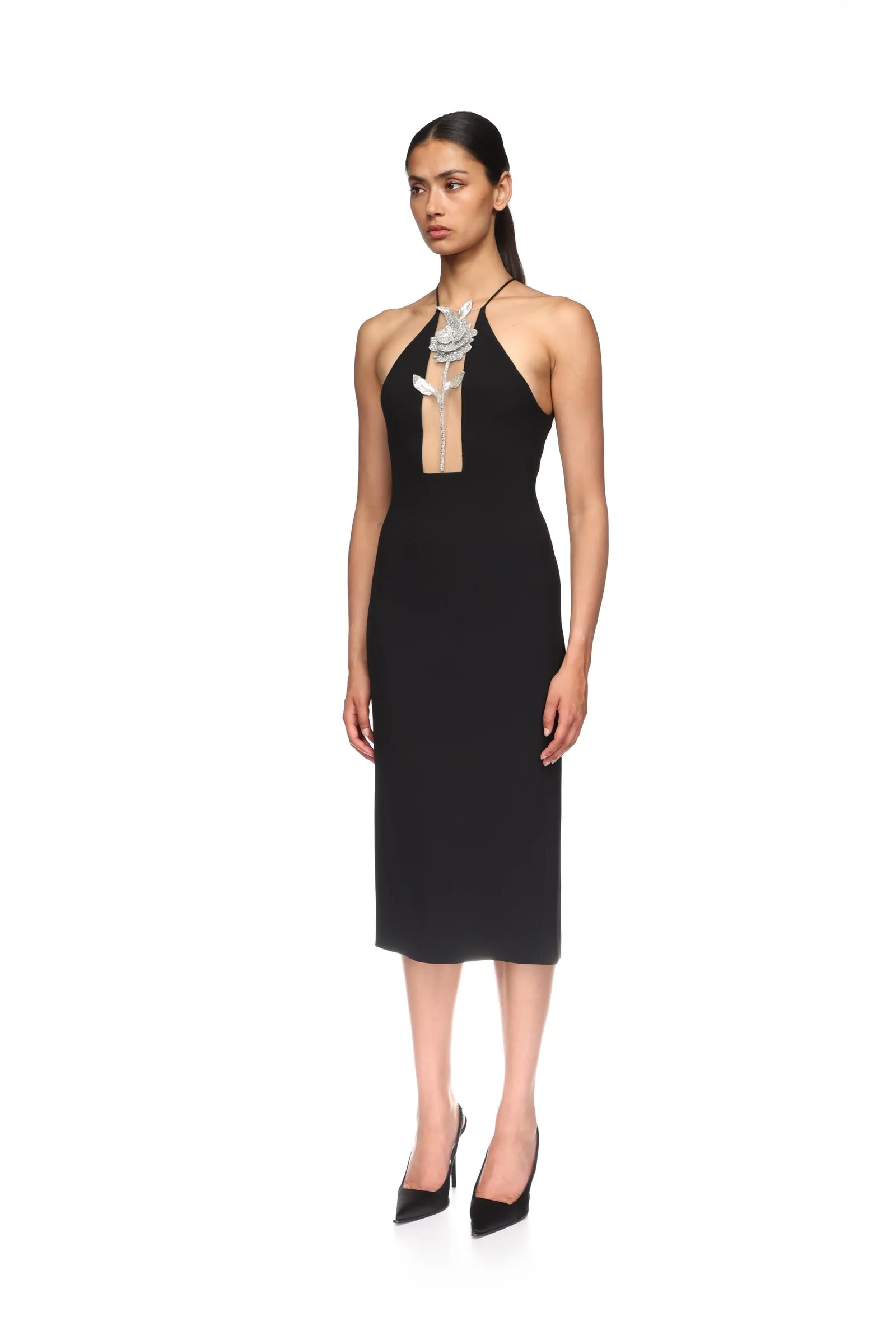 CRYSTAL ROSE HALTER MIDI DRESS sold by David Koma product image thumbnail 3