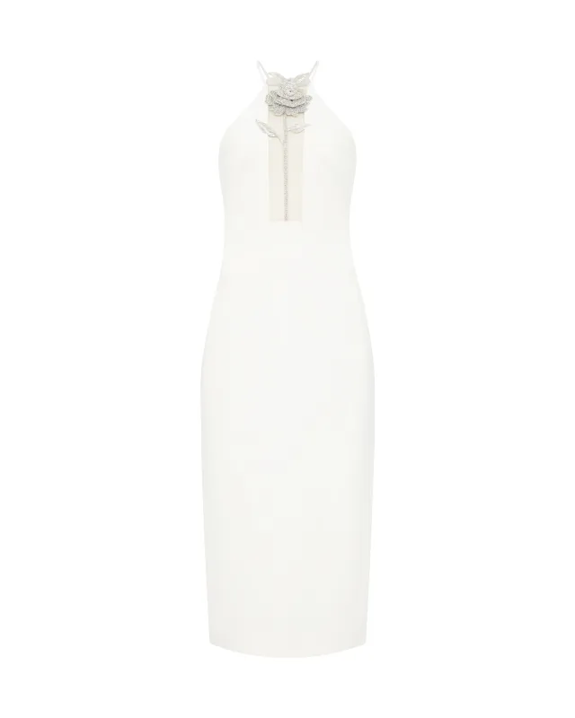 CRYSTAL ROSE HALTER MIDI DRESS made by David Koma