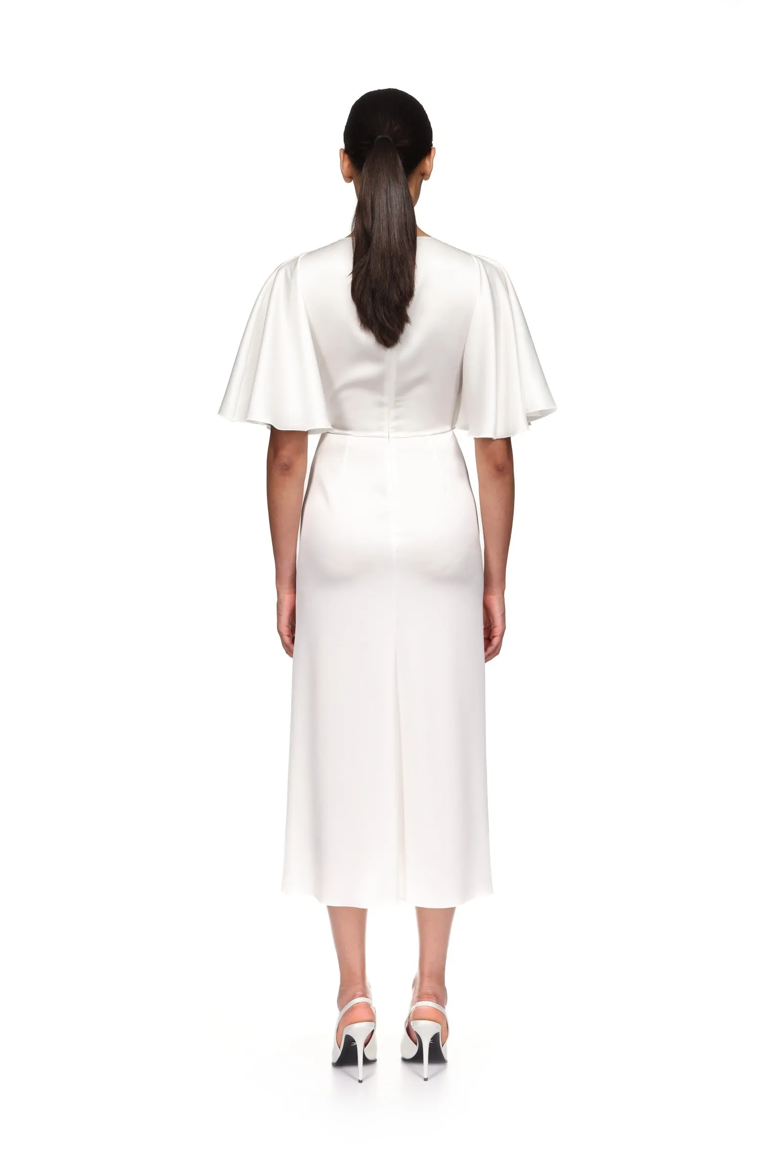 LACE ROSE EMBROIDERED SATIN MIDI DRESS sold by David Koma product image thumbnail 5