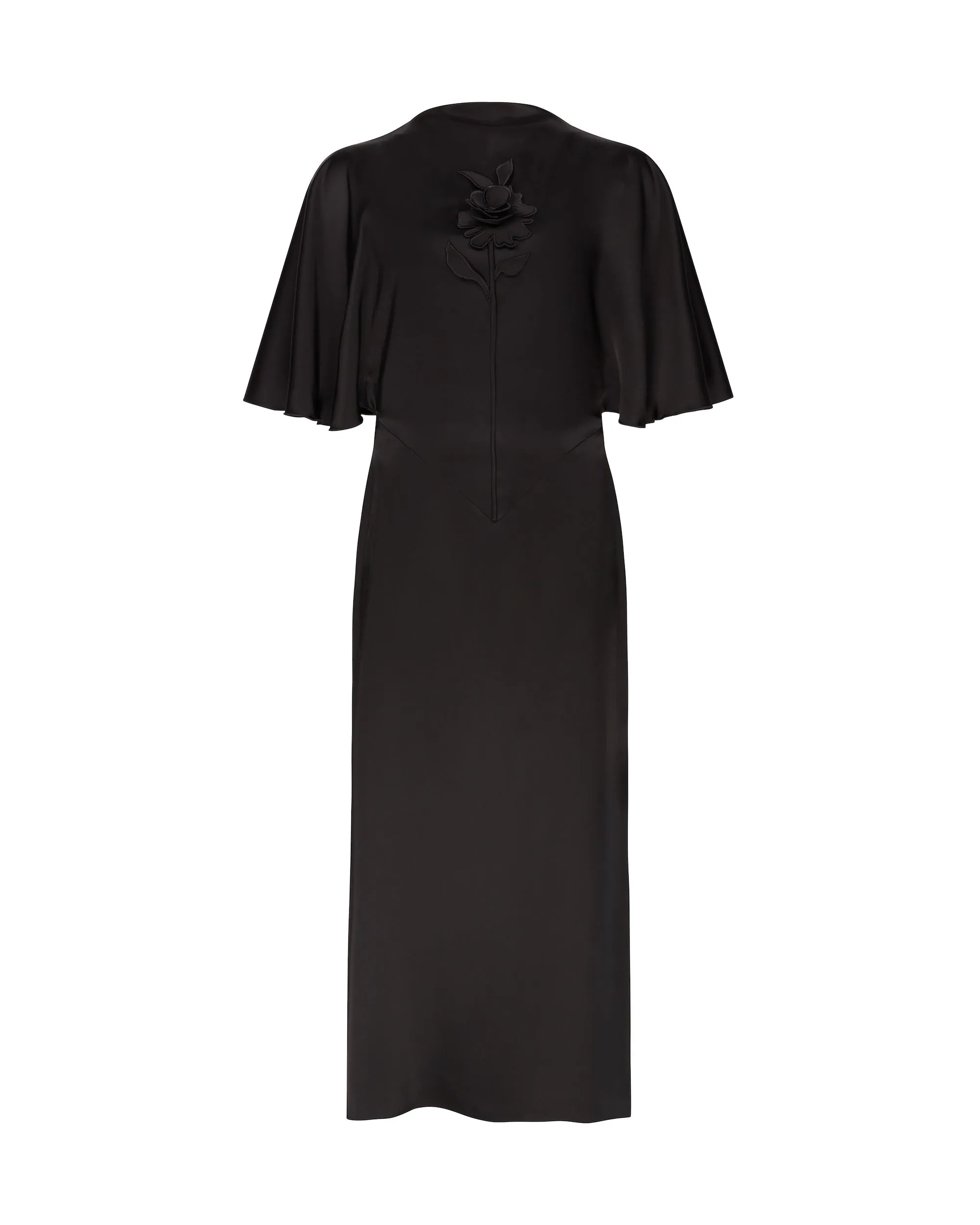 LACE ROSE EMBROIDERED SATIN MIDI DRESS sold by David Koma